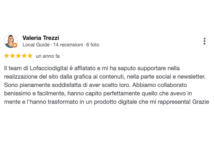 La recensione di Valeria Trezzi lasciata in seguito al percorso su come creare un modello di business etico e sostenibile nel campo della psicologia, dalla plusdotazione alla neurodivergenza