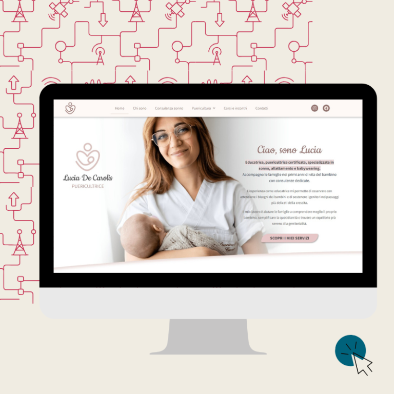 La copertina del sito di Lucia de Carolis a dimostrazione del Mentoring business materno-infantile