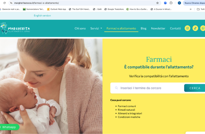 La consulente allattamento online in una pagina del suo servizio sui farmaci